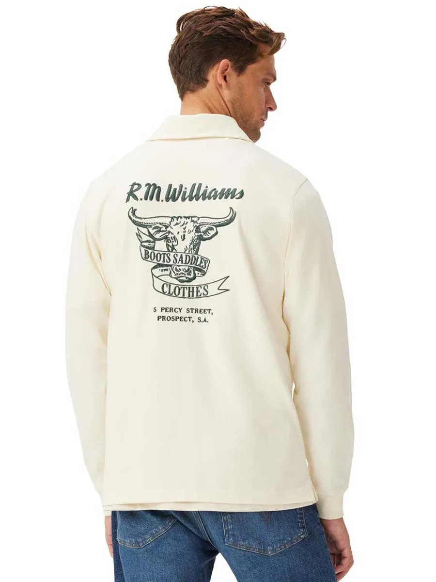 30% OFF RM WILLIAMS 1/4 Zip Rugby Top - Men's - Cream - Size: 3XL