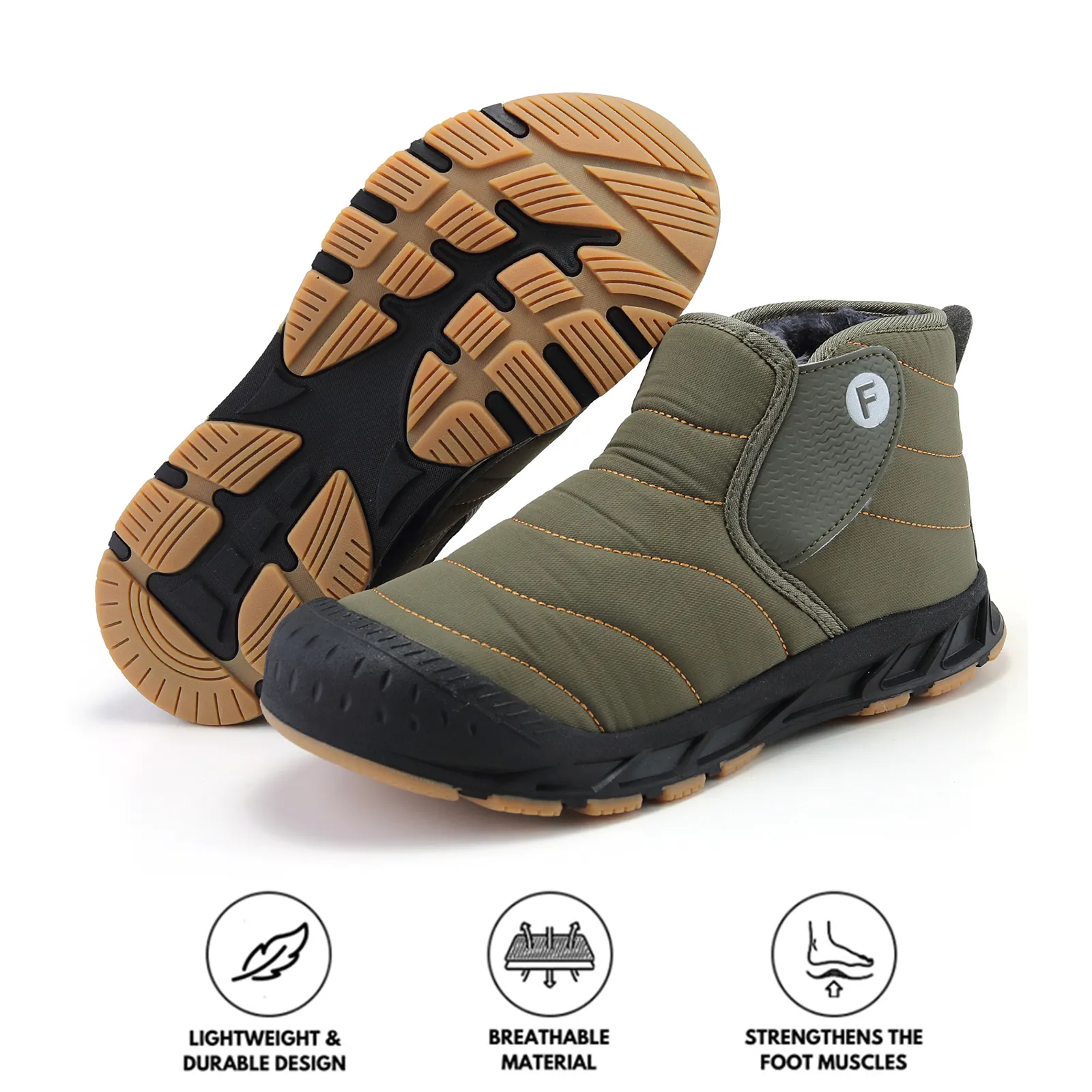 Autumn & Winter Snow Boots Outdoor Plus Velvet Hiking Shoes Footwear Non-slip & Waterproof Winter Barefoot Shoe (Unisex)