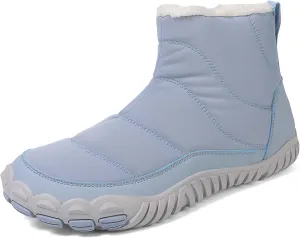 Men Women Winter Snow Boots Waterproof Barefoot Boots Fur Lining Warm Ankle Boots Anti Slip Barefoot Hiking Shoes Women Outdoor Winter Waterproof Boots