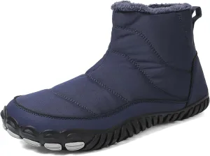Men Women Winter Snow Boots Waterproof Barefoot Boots Fur Lining Warm Ankle Boots Anti Slip Barefoot Hiking Shoes Women Outdoor Winter Waterproof Boots