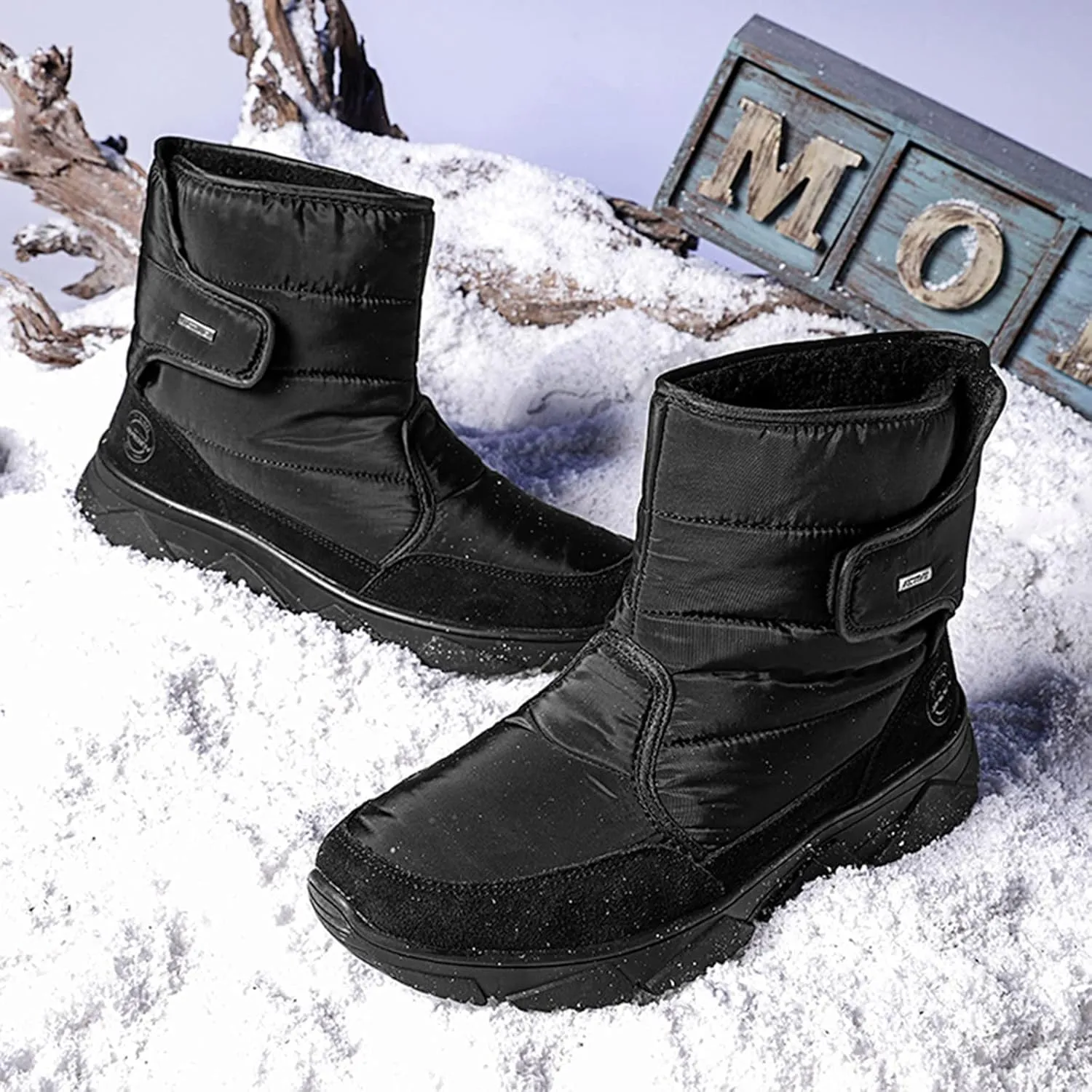 Mens Hiking Boots, Waterproof Insulated Fur Boots Athletic Short Rain Boots Trekking Snow Boots Womens Work Boots