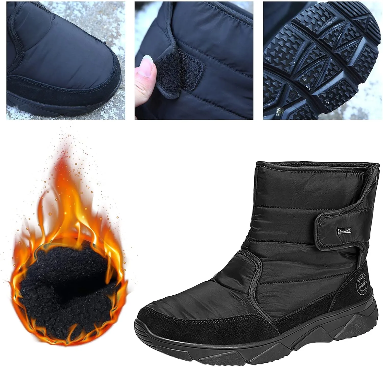 Mens Hiking Boots, Waterproof Insulated Fur Boots Athletic Short Rain Boots Trekking Snow Boots Womens Work Boots