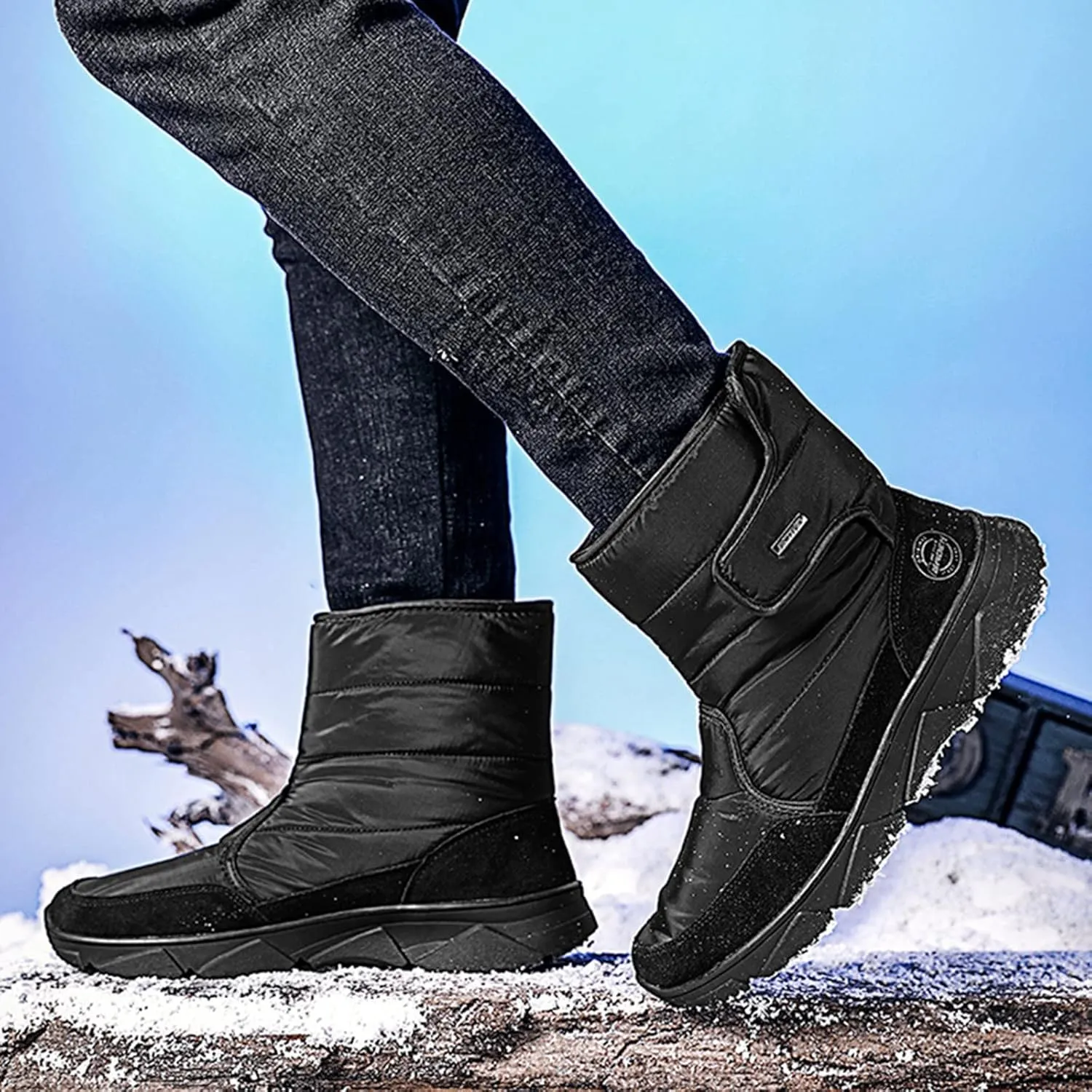 Mens Hiking Boots, Waterproof Insulated Fur Boots Athletic Short Rain Boots Trekking Snow Boots Womens Work Boots