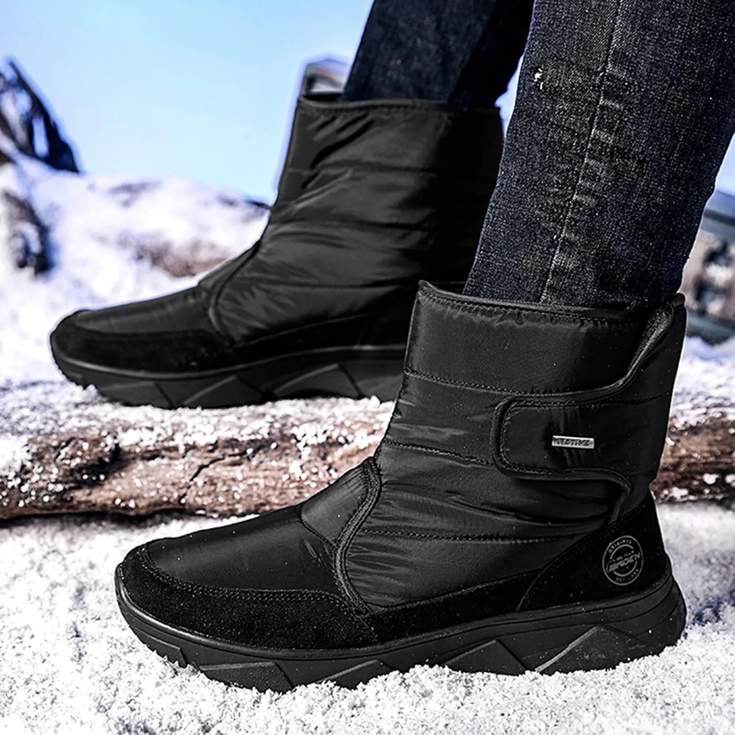Mens Hiking Boots, Waterproof Insulated Fur Boots Athletic Short Rain Boots Trekking Snow Boots Womens Work Boots