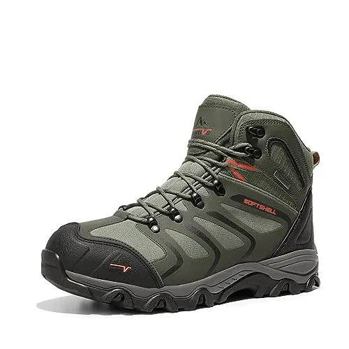 NORTIV 8 Men's Ankle High Waterproof Hiking Boots Outdoor Lightweight Shoes Trekking Trails Armadillo,Size 10.5,ALL BLACK-SUEDE,160448_M-W