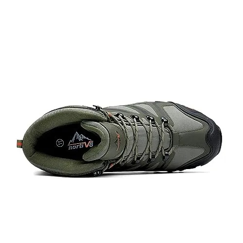 NORTIV 8 Men's Ankle High Waterproof Hiking Boots Outdoor Lightweight Shoes Trekking Trails Armadillo,Size 10.5,ALL BLACK-SUEDE,160448_M-W