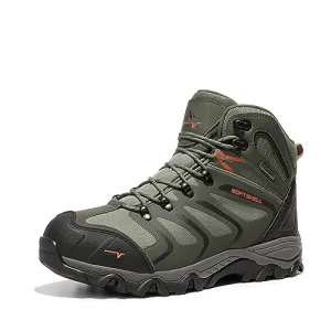 NORTIV 8 Men's Ankle High Waterproof Hiking Boots Outdoor Lightweight Shoes Trekking Trails Armadillo,Size 10.5,ALL BLACK-SUEDE,160448_M-W