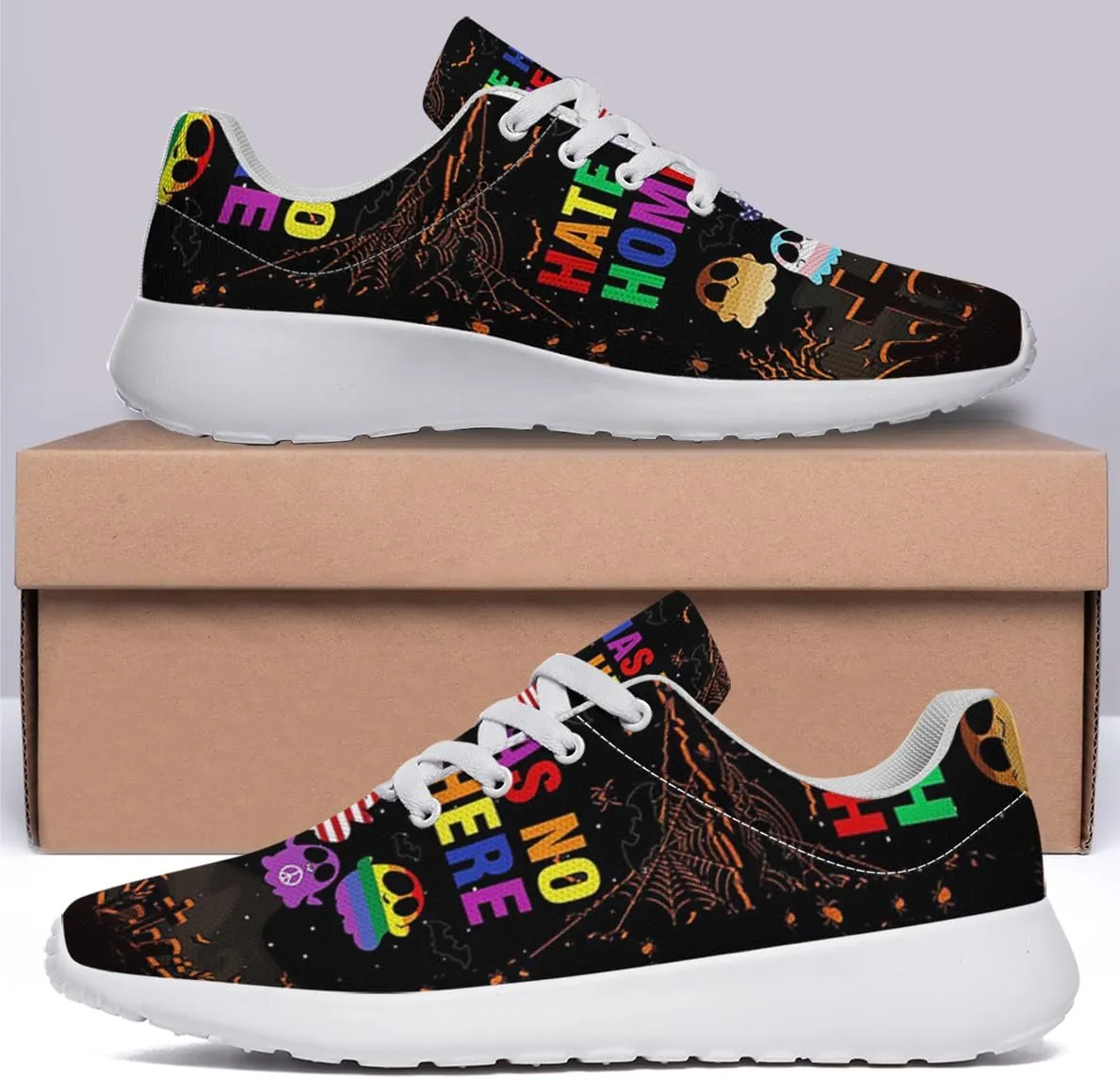 Sonzj-II Hate Has No Home Here LGBT Shoes Women Men Sports Trainers Low Top Anti-Slip Lace Up Trail Sneakers