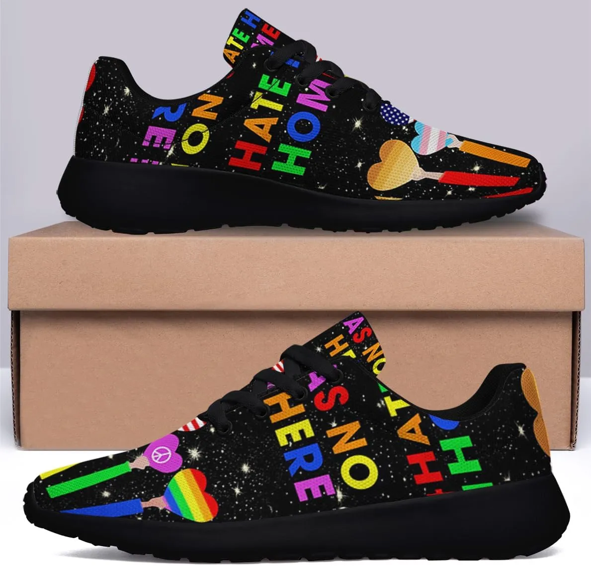 Sonzj-II Hate Has No Home Here LGBT Shoes Women Men Sports Trainers Low Top Anti-Slip Lace Up Trail Sneakers