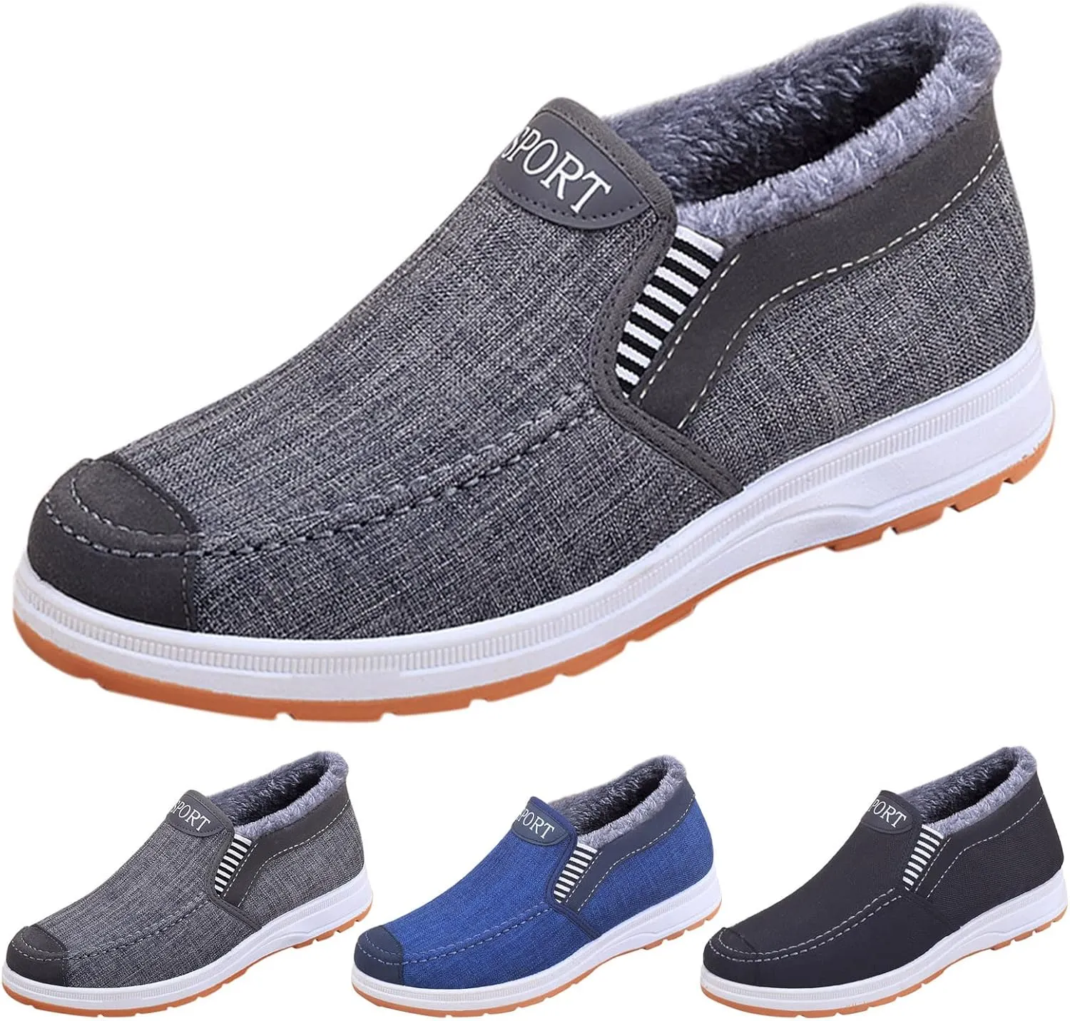 Teen Boys Winter Boots, Waterproof Insulated Fur Boots Fleece Duck Shoes Trekking Snow Boots Duck Boots Men