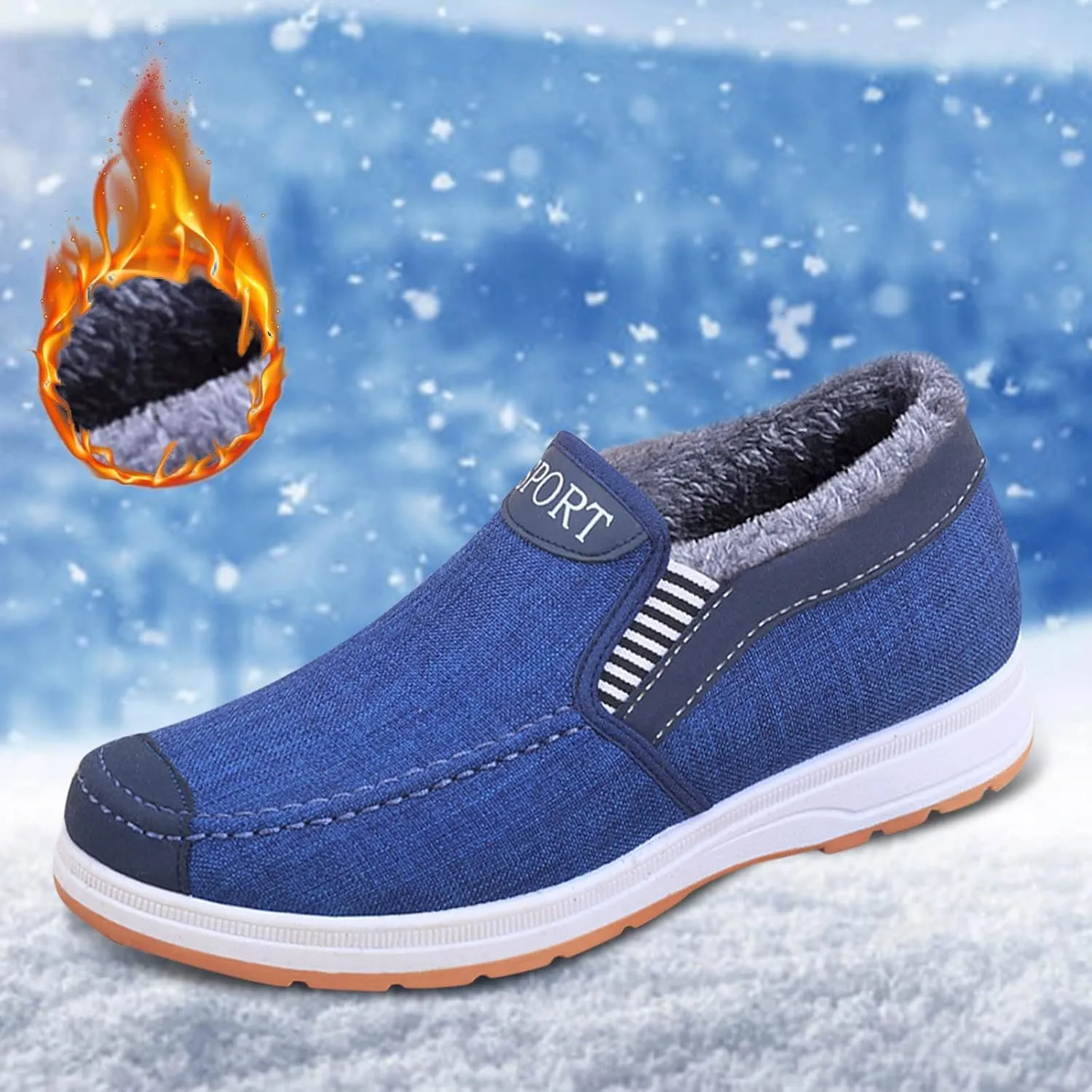 Teen Boys Winter Boots, Waterproof Insulated Fur Boots Fleece Duck Shoes Trekking Snow Boots Duck Boots Men
