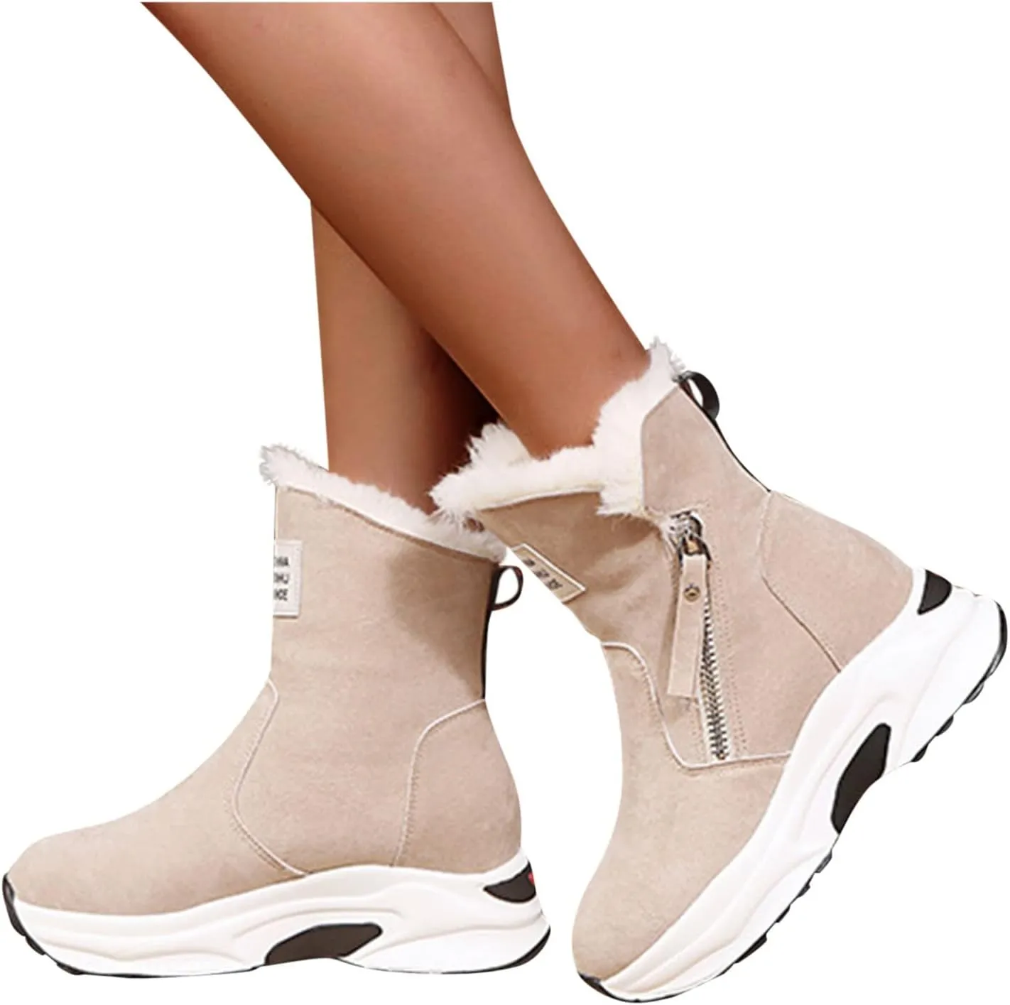 Women's Snow Boots Waterproof Insulated Fur Boots Outdoor Short Rain Boots Athletic Trekking Snow Boots Teens Winter Boots